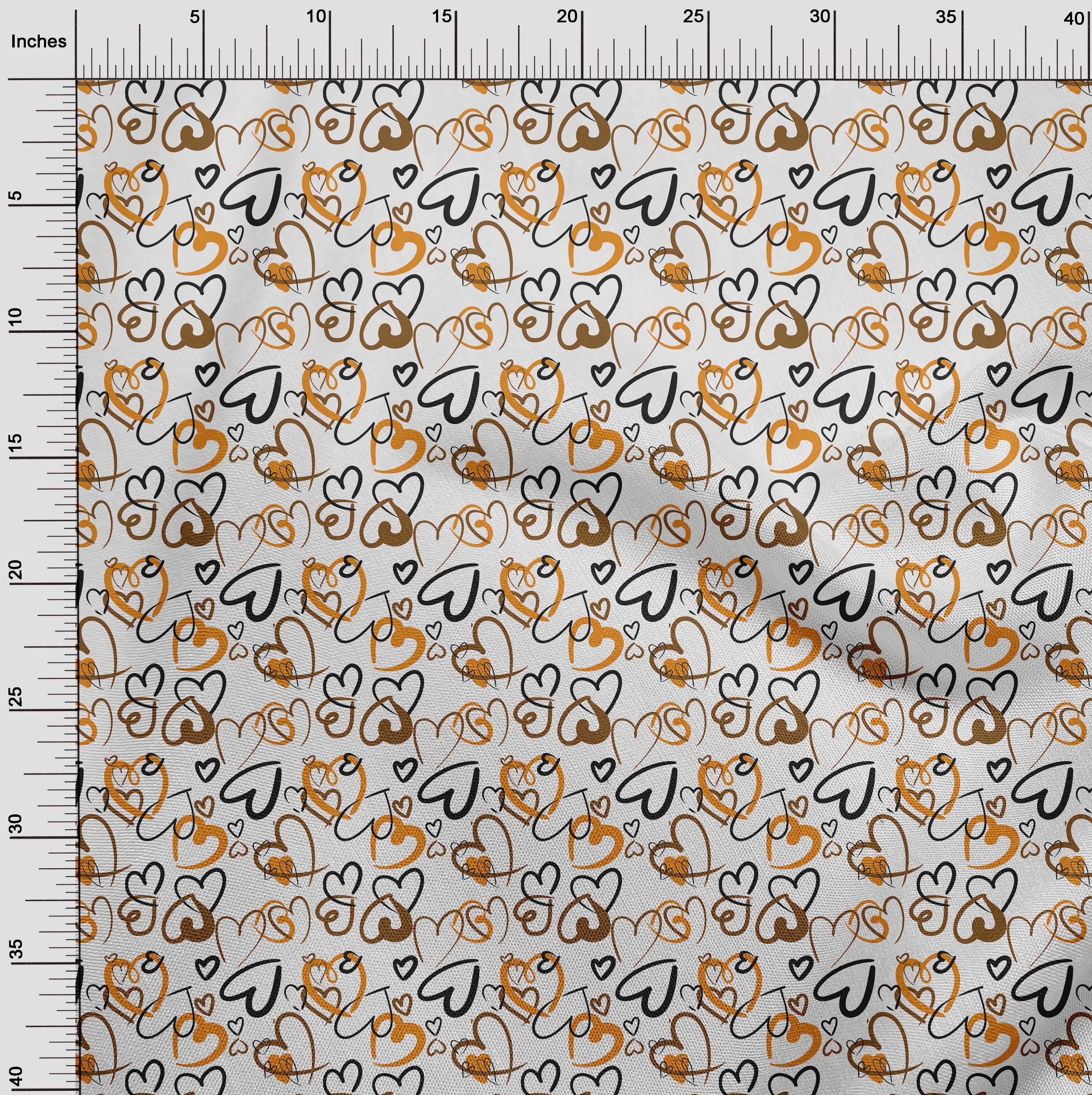 oneOone Cotton Poplin Orange Fabric Valentine Heart Fabric For Sewing Printed Craft Fabric By The Yard 42 Inch Wide