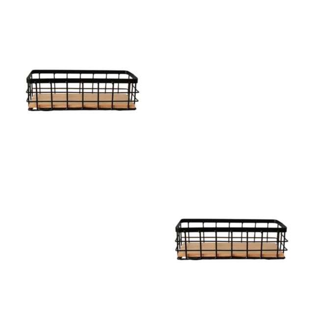 Matsuzay Cubo de almacenamiento montado en la pared Rectangular Misceláneas Fragancia Artículos de tocador Estante de control remoto con Negro 2piezas