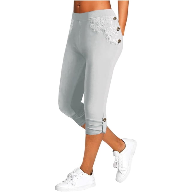 Leggings capri de cintura alta para mujer: pantalones de yoga elásticos, corte ajustado, capris deportivos con cintura elástica.