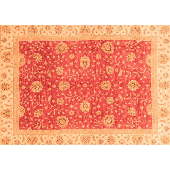 Ahgly Company Indoor Rectangle Oriental Orange Traditional Area Rugs, 8' x 10'