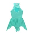 thumbnail image 5 of Yartina Girls Sleeveless Shiny Sequins Halter Leotard Dress Ballroom Lyrical Ballet Dancewear Turquoise 6, 5 of 6