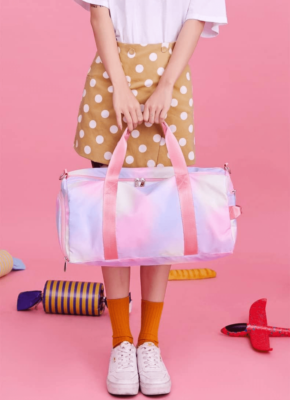 Weekender Duffel Dance Bag For Girls Gym Bag Overnight Travel duffle Bags with Shoe Compartment Wet Pocket Pink
