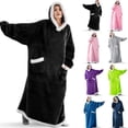 thumbnail image 2 of Manta de franela superlarga con mangas para hombre y mujer, Sudadera con capucha de invierno, jersey de lana gigante, manta de Tv de gran tamaño, 2 of 4