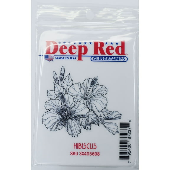 Deep Red Cling Stamp 2.2"x2"-hibiscus