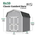 thumbnail image 3 of Little Cottage Co. 8x10 Classic Gambrel Barn with 6 ft. Sidewalls and Floor, Outdoor Wood Storage Shed Do-It-Yourself Precut Kit, 3 of 14
