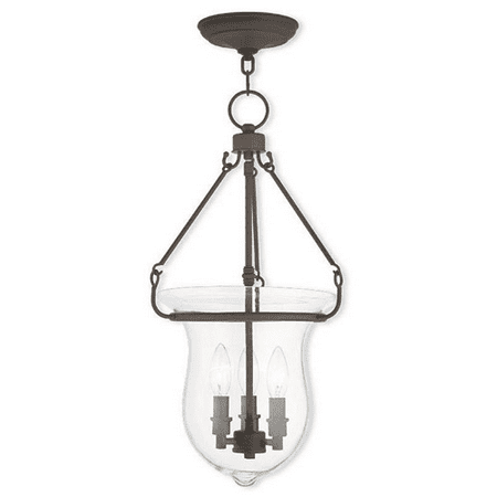 

Pendants 3 Light With Bronze Hand Crafted Clear Glass Candelabra Base 12 inch 180 Watts - World of Crystal