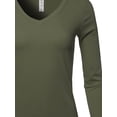 thumbnail image 4 of A2Y Women's Basic Solid Soft Cotton Long Sleeve V-neck Top T-shirt Dark Olive S, 4 of 6