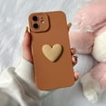 thumbnail image 6 of Cute 3D Love Heart Phone Case for iPhone 11 6.1 inch with Anti-Fall Lens Cameras Cover Protection Slim Dustproof Protective Cover Aesthetic Design for Women Girls, Brown, 6 of 17