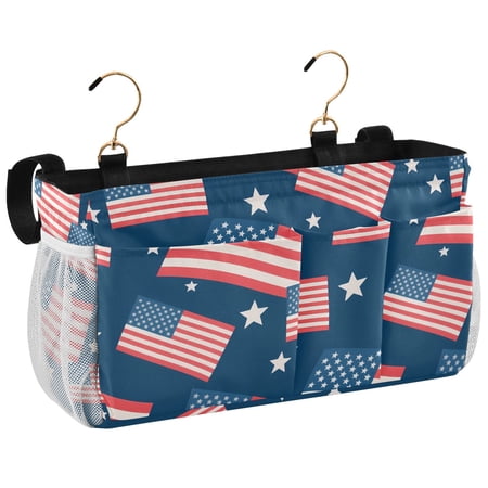 Ryvnso Bedside Caddy American Flag Stars-s1 Bedside Storage Bag Hanging Organizer