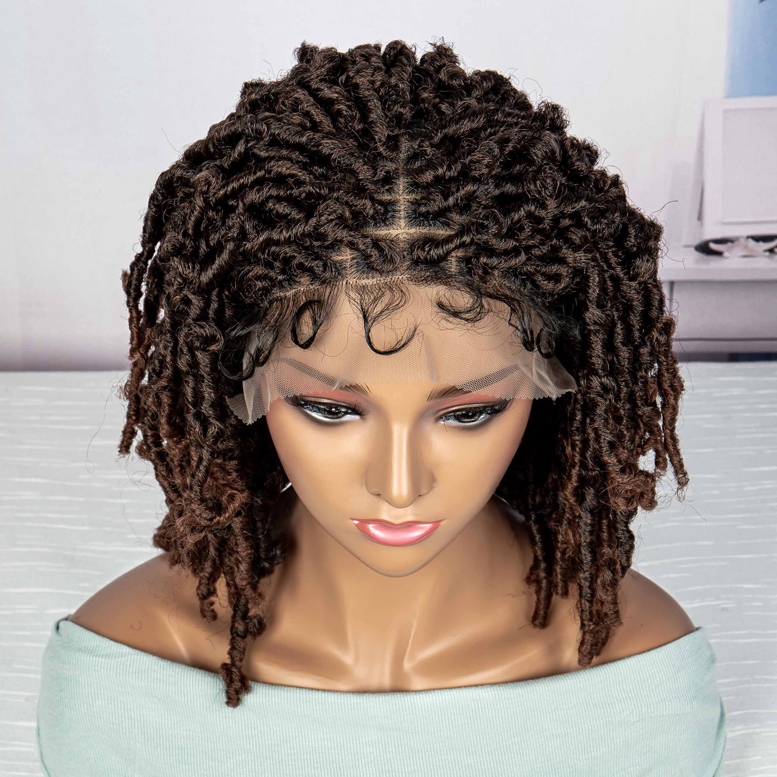 Braided Wigs for Black Women Synthetic Lace Front Wigs Knotless Box Braided Wigs Lightweight Butterfly Faux Locs Braid Braiding Hair Wigs (1B/30 Color)