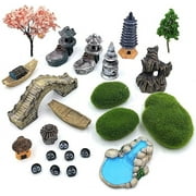 Trasfit Set of 23 Zen Garden Accessories, Mini Meditation Zen Tray Items Kit, Fairy Garden Accessories for Micro Landscape Decoration Plant Pots Bonsai Craft Decor