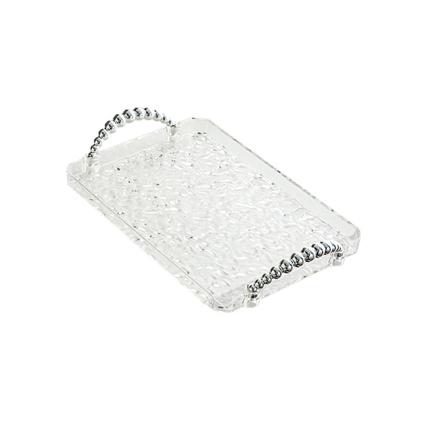 Bandeja rectangular para servir, bandeja para servir, almacenamiento de maquillaje, organizador de tocador de baño Claro