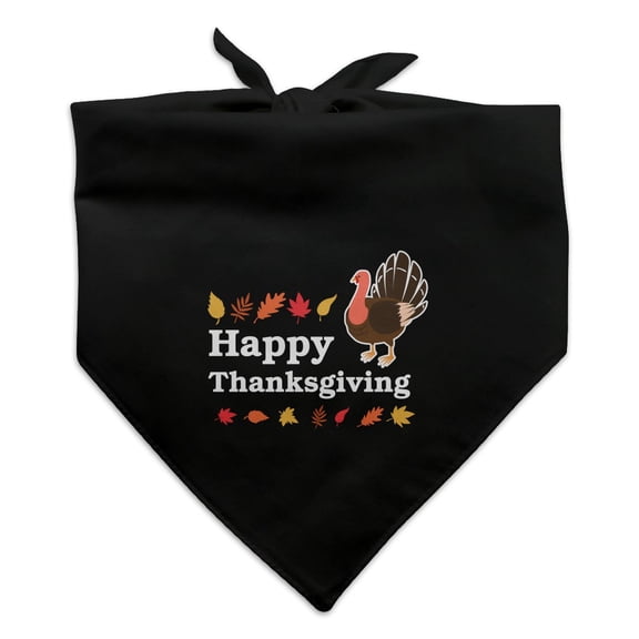 Happy Thanksgiving Turkey Dog Pet Bandana - Black
