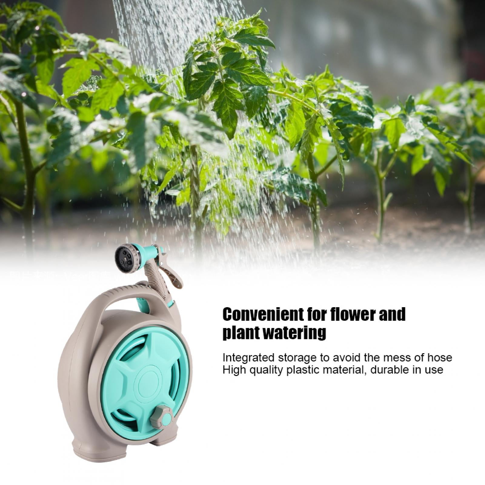 BIMZUC Garden Hose Cart Water Pipe Reel Rack with High Pressure Sprayer Watering Accessories 11.8 x 10.4 x 4.7 in / 30 x 26.5 x 12 cm Heavy Duty Hose Storage Solution for Garden Patio Yard