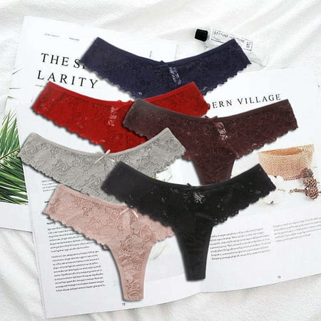 

Women s Low Waisted Sexy T Back Thong Lace Panties 6-Pack Pack Low Waist Lace Panties for Women