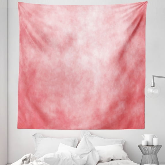 Coral Tapestry, Pale Spring Watercolor Design Girlish Tie Dye Effect Print Abstract Image, Fabric Wall Hanging Decor for Bedroom Living Room Dorm, 5 Sizes, Coral Peach Salmon, by Ambesonne