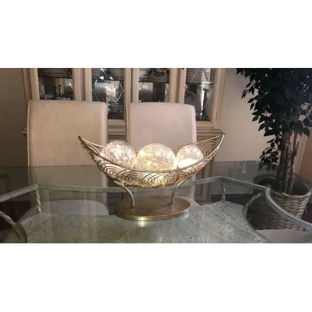 Evergreen Set of 3 LED Glass Spheres with Clear Crackle Finish MISSING SMALL ORB