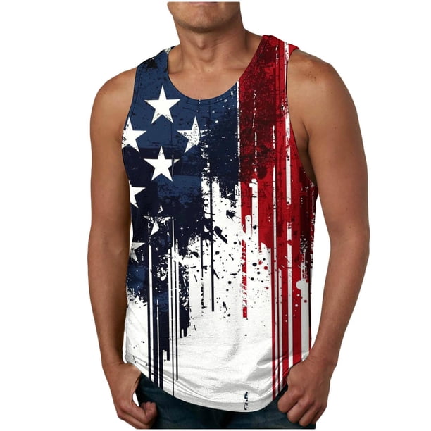 Camiseta sin mangas de cuello redondo para hombre, informal, a la moda, sin mangas, con estampado, blusa deportiva de cuello redondo para hombre