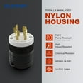 thumbnail image 5 of 20 Amp 125/250V NEMA L14-20R Locking Plug, Industrial Grade Grounding Heavy Duty, Black/White, 5 of 9