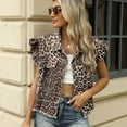 thumbnail image 2 of SWSMCLT Women's Short Sleeve Tank Top Denim Streetwear Vest Top Summer Flutter Sleeve Fashion Casual Pocket Leopard X-Large, 2 of 5