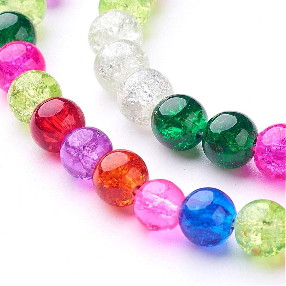 Crackle Glass Beads Strands Round Mixed color 8~8.5mm Hole: 1~1.6mm 48pcs/strand 16 inch