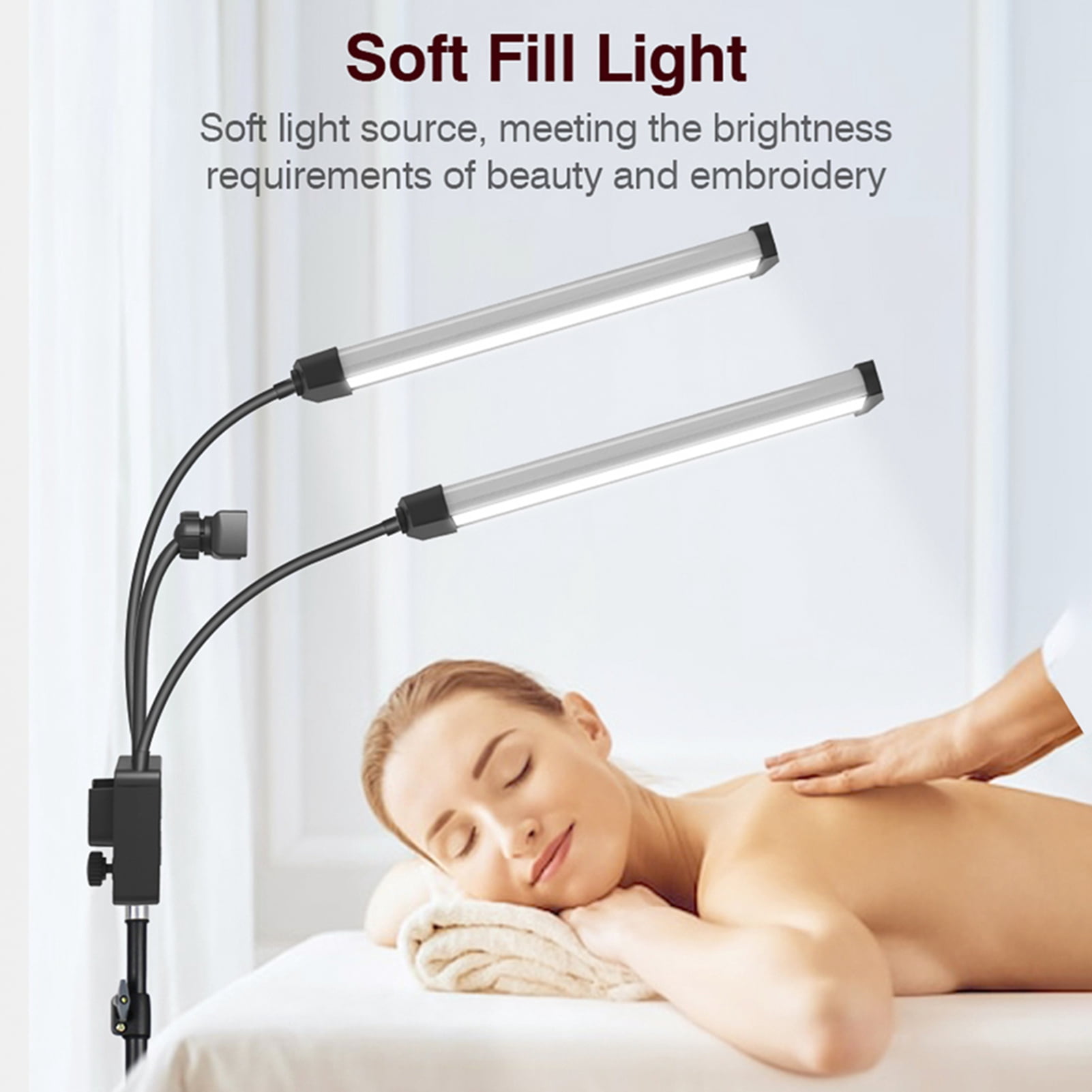 Led 40W Dual Arm Fill Light Multi Angle Rotatable Hose Tube Design 196pcs Beads 3200K To 5600K Color Temperature Stepless Adjustable Video Light With Phone Clip Tripod Stand Remote