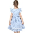 thumbnail image 5 of Girls Dress Blue Floral Butterfly Lace Ruffle Princess Casual Cotton 8 Years, 5 of 7