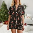 thumbnail image 5 of TTUHYWXI Women Christmas Pajamas Shorts Set Cute Nutcracker Button Down Pj Set Silk Satin 2 Piece Short Sleeve Xmas Jammies (Brown, XXL), 5 of 7