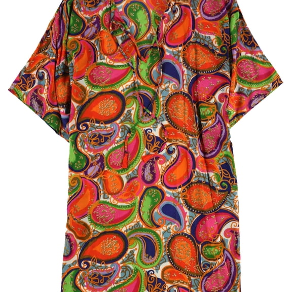 Trina Turk Womens Tamera Isla Bonita Paisley Tunic Dress, Orange, X-Small
