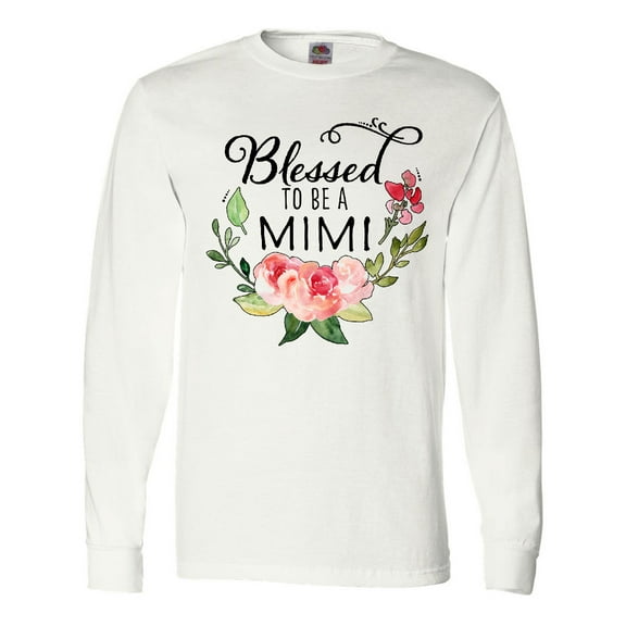 Inktastic Blessed to Be a Mimi with Pink Flowers Long Sleeve T-Shirt