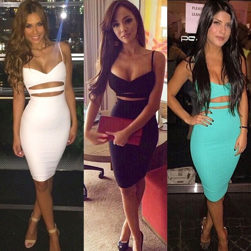 Sexy Dress Club Wear Women Vestidos Summer Sleeveless Bodycon Dress Cotton White Black Midi Pencil Bandage Party Dresses Walmart