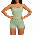 thumbnail image 2 of Girony Women Halter Tank Yoga Outfit Set, Square Neck Workout Cami Top & High Waist Athletic Biker Shorts, Soft Stretch Activewear for Gym Fitness, 2 of 5