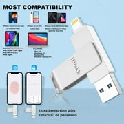 iDiskk MFi Certified 128GB USB Flash Drive Photo Stick Mobile for iPhone Memory Stick iPad External Photo Storage for MacBook/Laptops/ PC Photo Stick