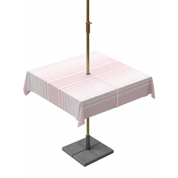 Outdoor Tablecloth with Umbrella Hole & Zipper, Pink Striped Square Tablecloth 54x54 Inch, Modern Farmhouse Striped Minimalist Patio Table Cover Waterproof Table Cloth for Picnic/Party