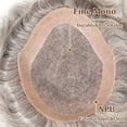 thumbnail image 6 of Men's Toupee Straight Human Hair System #580 Gray Breathable Mono and PU Skin Male Hair Prosthesis, 6 of 7