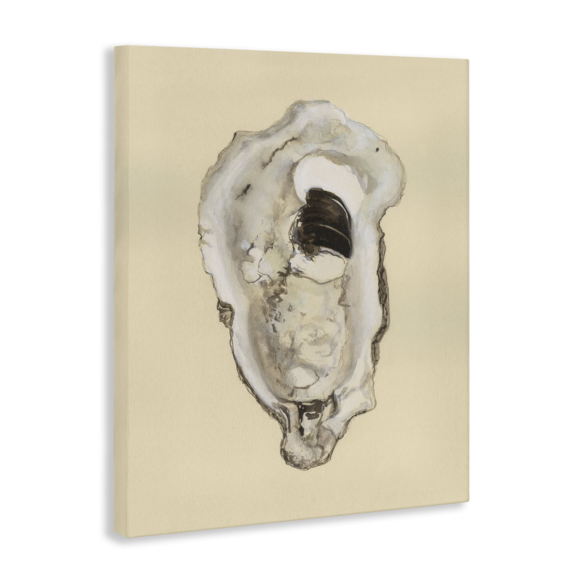 Stupell Industries Aquatic Oyster on Beige Nautical & Beach Painting Wrapped Canvas Art Print Wall Art, 16 x 20