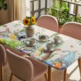 thumbnail image 3 of Easter Table Cloths for 4 Foot Rectangle Tables, Eggs Gnomes Bunny Elegant Pastoral Rustic Patio Waterproof Elastic Fitted Tablecloths, Washable Rectangular Table Cover for Camping, 3 of 8