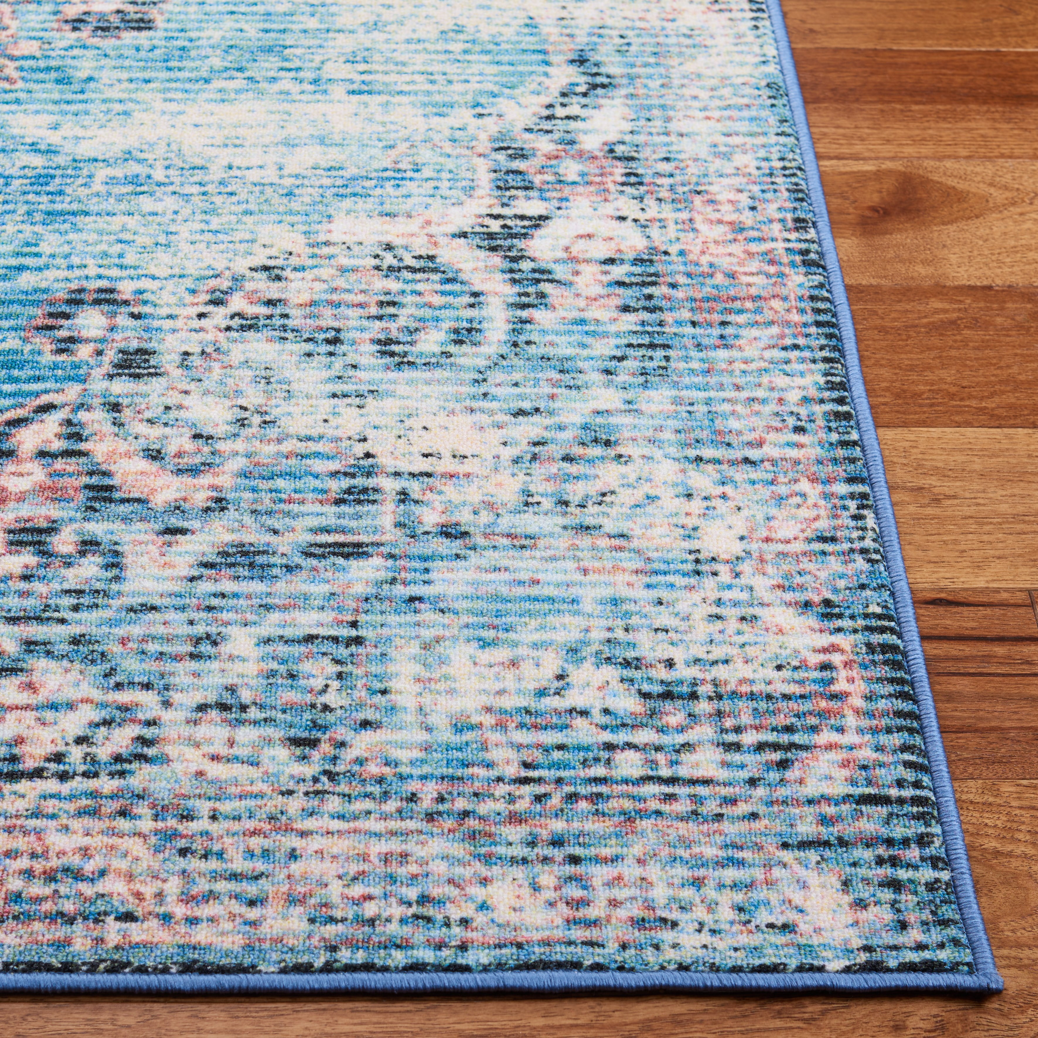 SAFAVIEH Journey Coriander Floral Distressed Area Rug, Turquoise/Pink, 4'4" x 6'