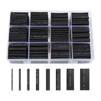 Genreen 650 Pcs Heat Shrink Tubing Black Heat Shrink Tube Wire Shrink Wrap UL Approved Ratio 2:1 Electrical Cable Wire Kit Set Long Lasting Insulation Protection, Safe and Easy, Eco-Friendly Material
