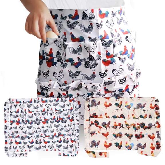 2 Pieces 12 Deep-Pocket Egg Collecting Apron, Holding Apron, Chicken Egg Gathering Cloth for Duck Goose Housewife Farmhouse Kitchen Restaurant (Realist and Exotic Styles)