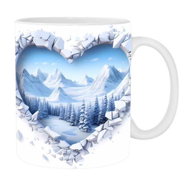Pisexur Batería de cocina Tazas con efectos visuales tridimensionales, taza de café de cerámica con forma de corazón para San Valentín, taza de agua para pareja, rega para la cocina del hogar