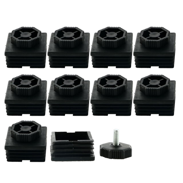 Kit de inserción cuadrada de pies niveladores ajustables Uxcell de 50 x 50 mm para patas de escritorio, 10 juegos
