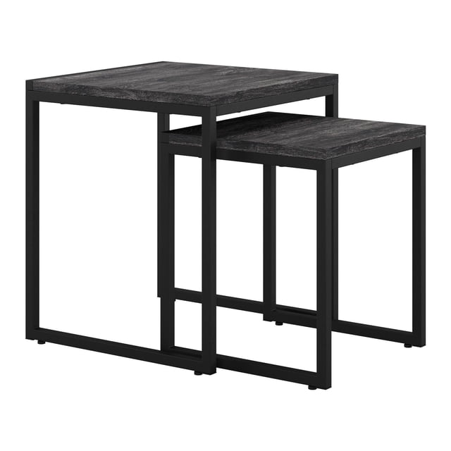 CorLiving Fort Worth Square Engineered Wood and Steel Indoor Nesting Side Tables, Black