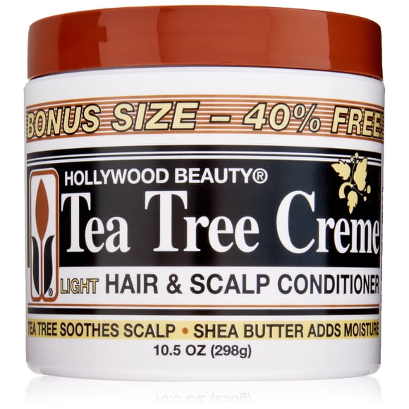 Hollywood Beauty Tea Tree Creme Acondicionador para cabello y cuero cabelludo, color blanco, 10.5 onzas