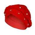 thumbnail image 2 of Holloyiver Women Beading Braid India Hat Muslim Ruffle Chemo Beanie Turban Wrap Cap, 2 of 2