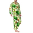 thumbnail image 2 of Wukai Avocado Green Striped Men's Long-Sleeve Pajama Set - Comfortable Sleepwear with Button-Down Shirt and Pants-Medium, 2 of 6