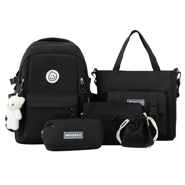 Mochila de 5 uds. mochilas escolares de lona suaves para estudiantes de primaria y secundaria