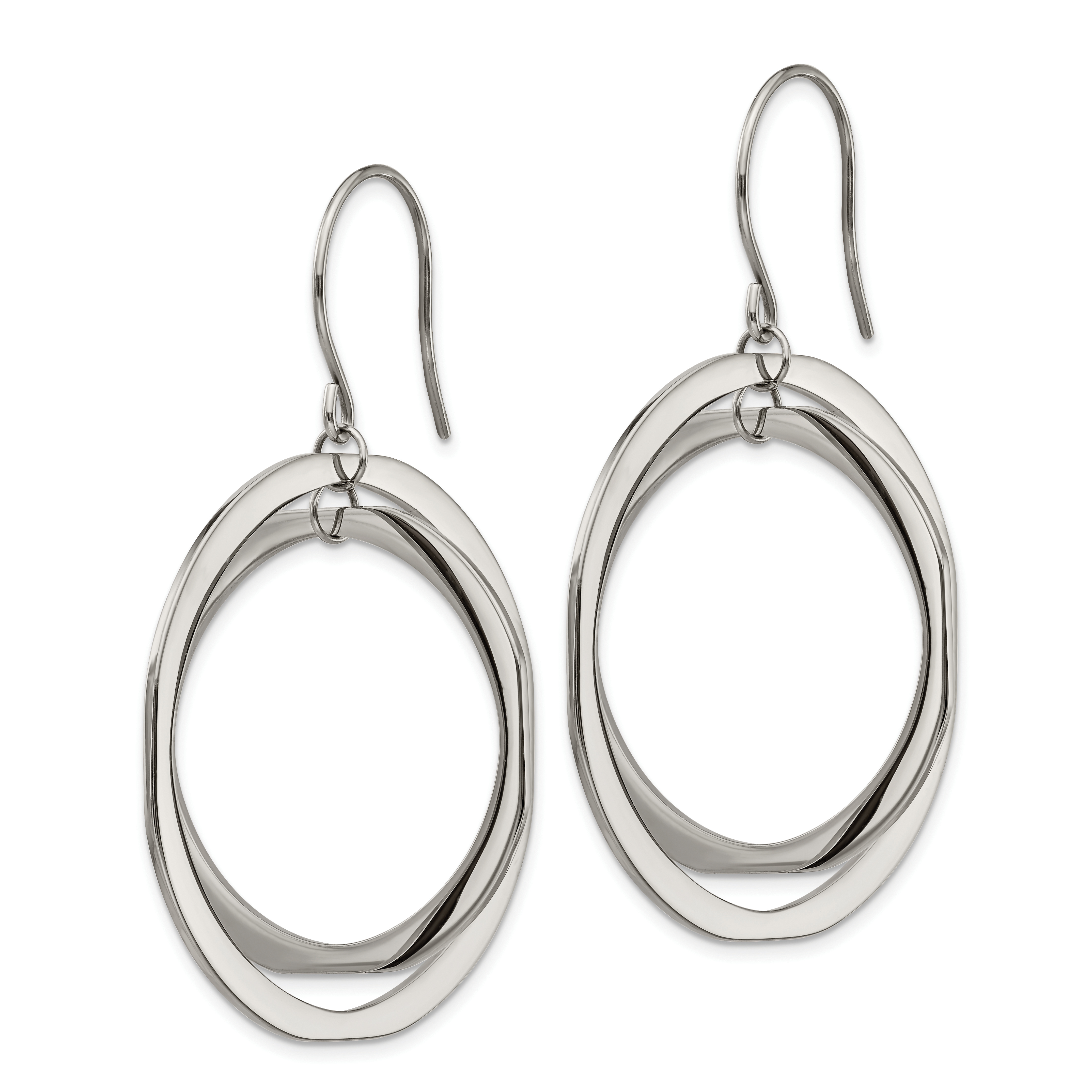Primal Steel Stainless Steel Circles Dangle Shepherd Hook Earring
