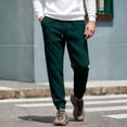 thumbnail image 5 of WULMLEO Men's Tapered Jogger Sweatpants Drawstring Waist with Pockets Cotton Athletic Lounge Pants Dark Green XL, 5 of 9