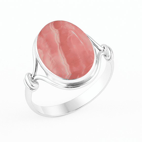 Natural Pink Rhodochrosite Ring for Women, 925 Sterling Silver Gemstone Jewelry - Elegant and Unique Gift